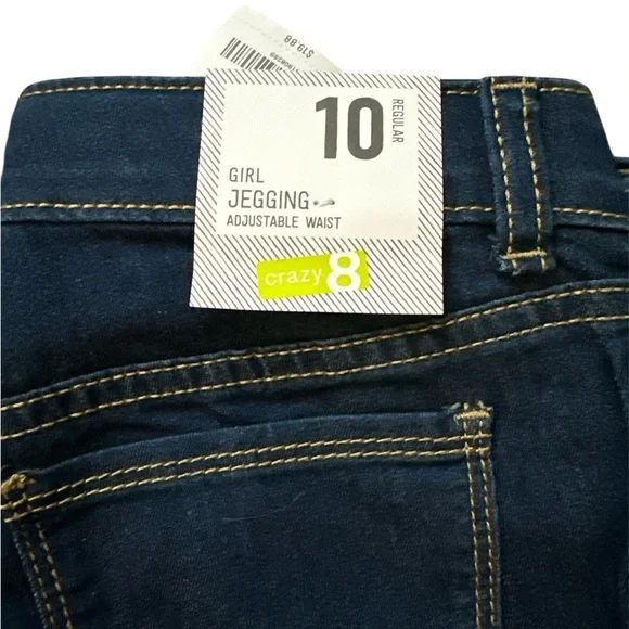 Crazy 8 Girl Jegging Adjustable Waist size 10, 2 pair, blue & black - Picture 2 of 3